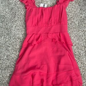 Pink Ruffled Womens Dress